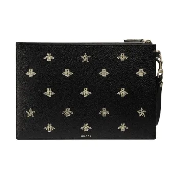 GUCCI Cow Leather Clutch Regular Men's Black