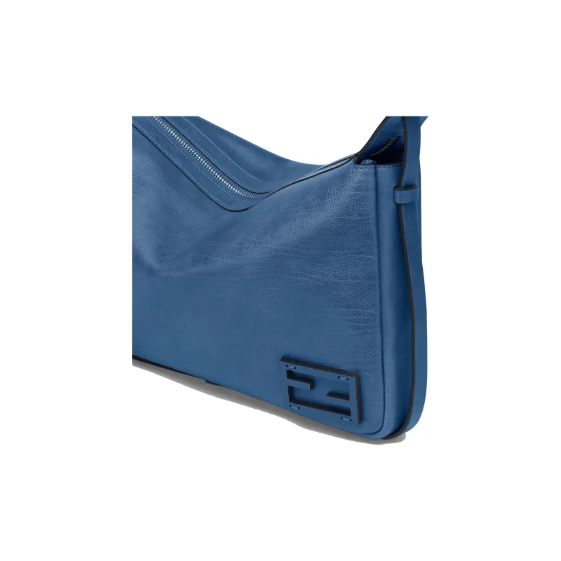 FENDI Leather Handbag Shoulder Bag Women's Blue-4