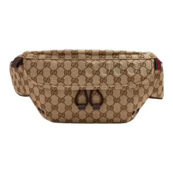 GUCCI Canvas Fanny Pack Small Size Men's Beige & Ebony