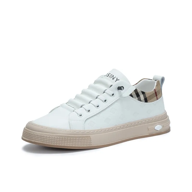 JOSINY Lightweight And Breathable Low-Top Skateboard Shoes Men's White Black-16