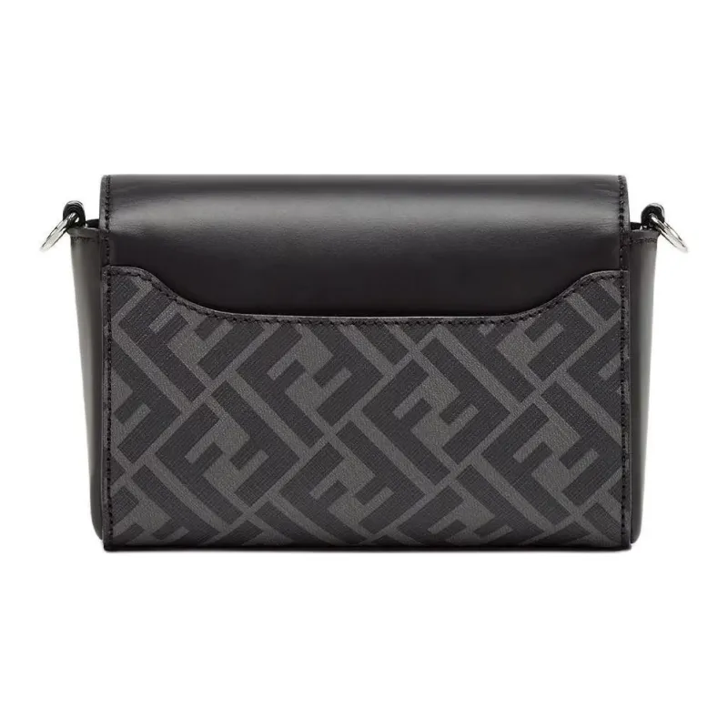 FENDI Calfskin With Cotton Messenger Bag, Shoulder Bag, Crossbody Bag, Handbag Men's Black-2