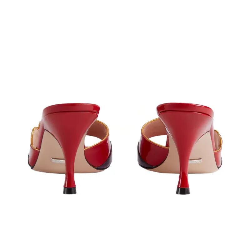 GUCCI Abrasion Resistant Slide Slippers Women's Red Purple-3