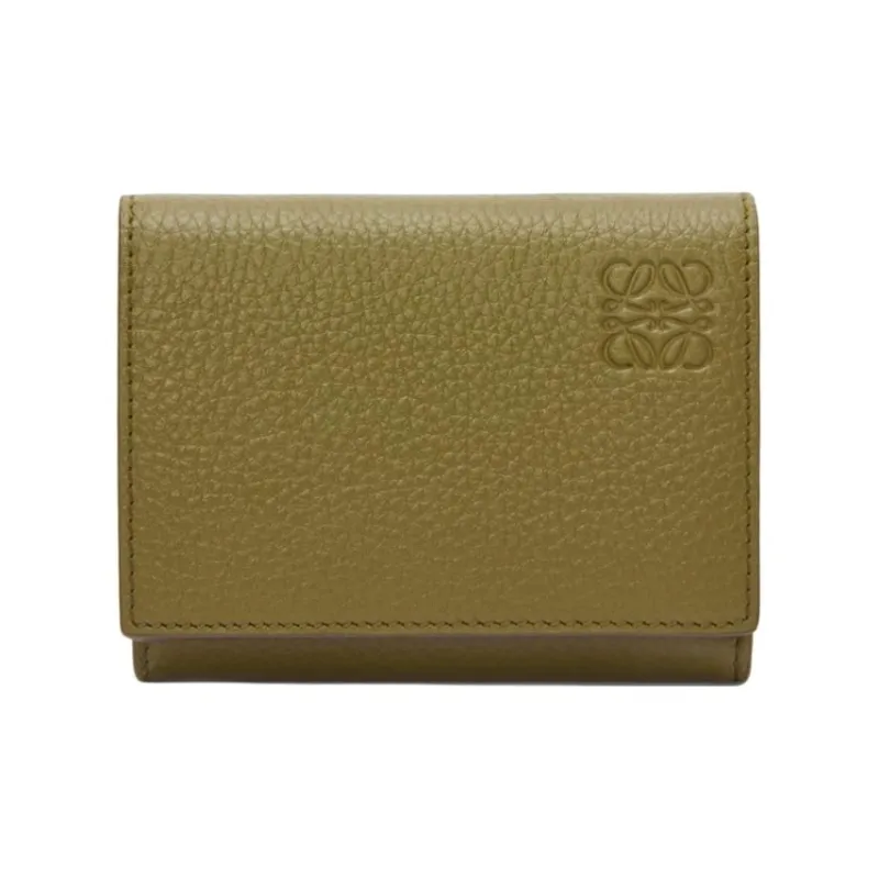 LOEWE Grain Calfskin Card Holder, Wallet Regular Men's Olive Green-0