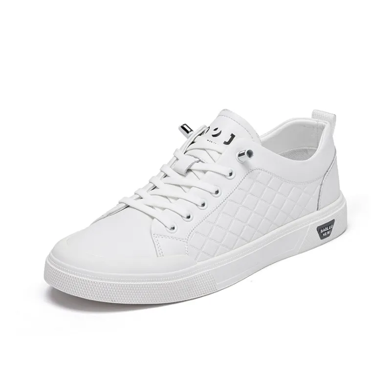 JOSINY Lightweight And Breathable Low-Top Skateboard Shoes Men's White Black-6