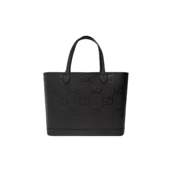GUCCI Leather Tote Bag, Shopping Bag, Handbag, Shoulder Bag Large Size Women's Black