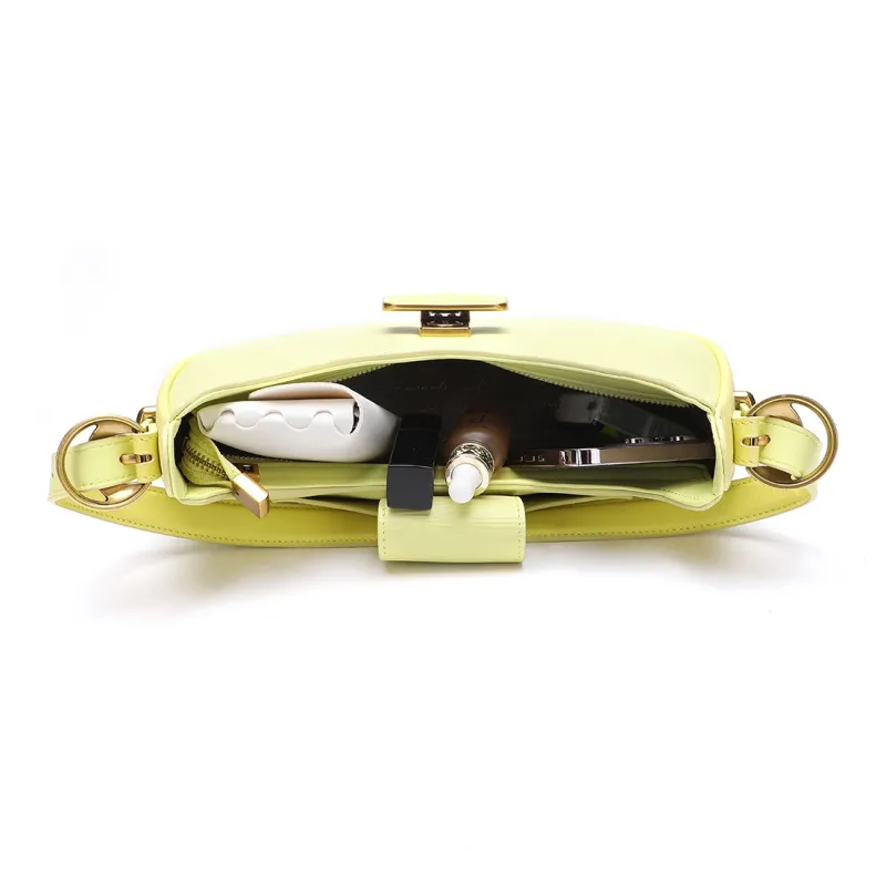 Satchi Cow Leather Handbag Crossbody Bag Cross-Body Bag Women's Yellow/Purple-7