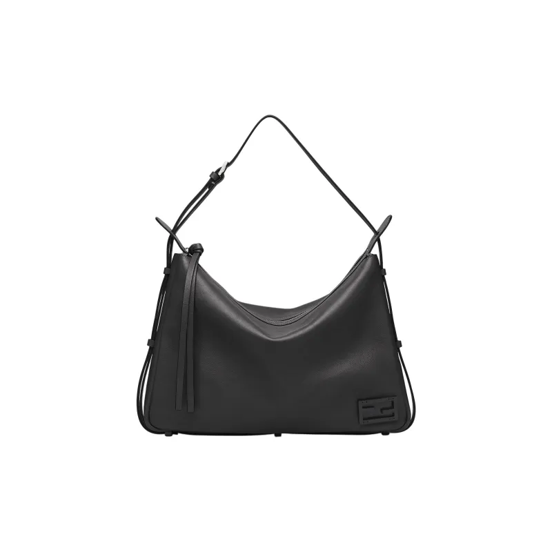 FENDI Calfskin Handbag, Shoulder Bag Large Size Women's Black-0