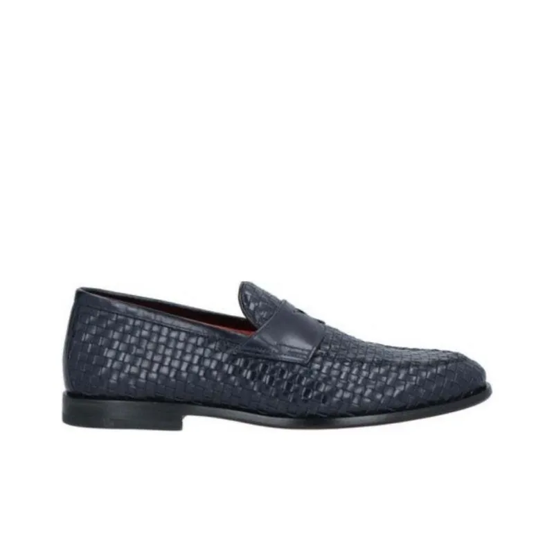 Santoni Almond Toe Woven Penny Loafers-1