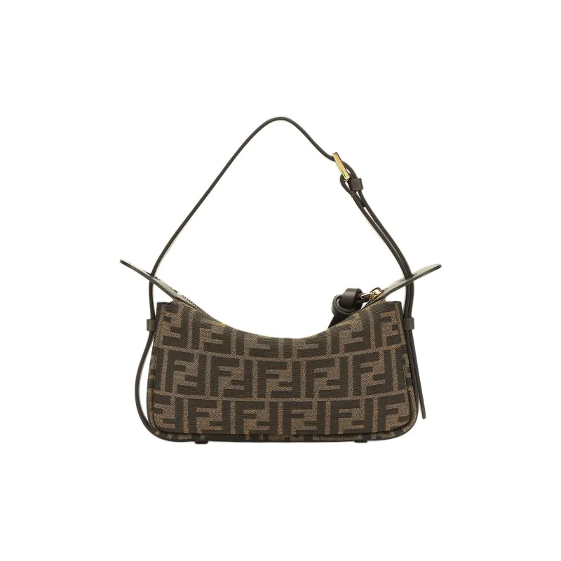 FENDI FF Jacquard Fabric Handbag, Shoulder Bag Women's Brown-2
