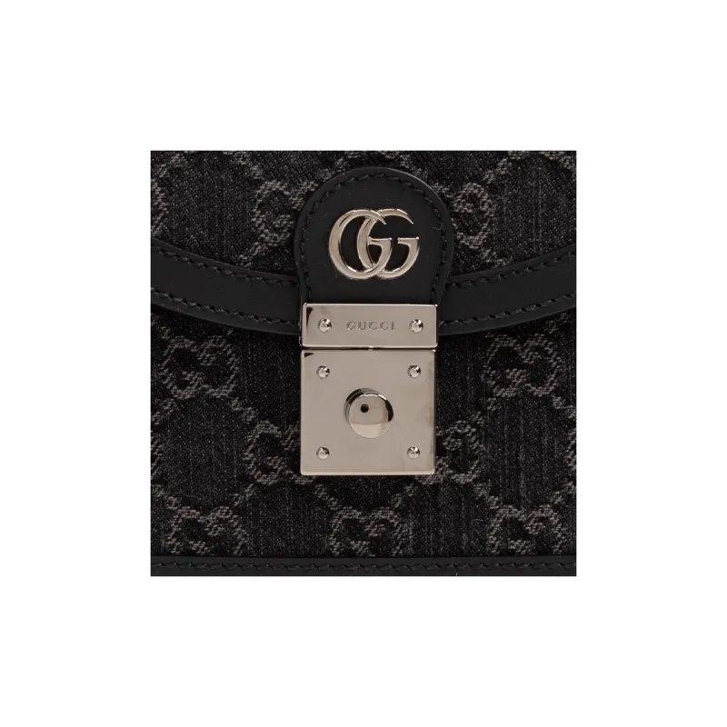 GUCCI Ophidia Denim Shoulder Bag, Crossbody Bag, Handbag Mini Women's Black & Gray-4