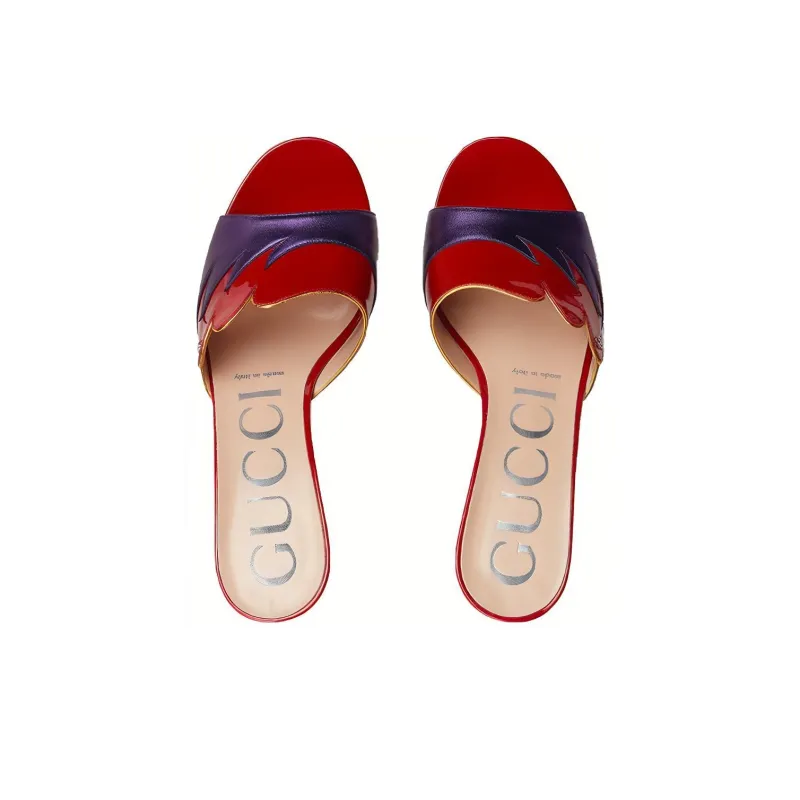 GUCCI Abrasion Resistant Slide Slippers Women's Red Purple-2