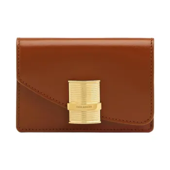 FERRAGAMO Calfskin Card Holder Women's Cognac Brandy