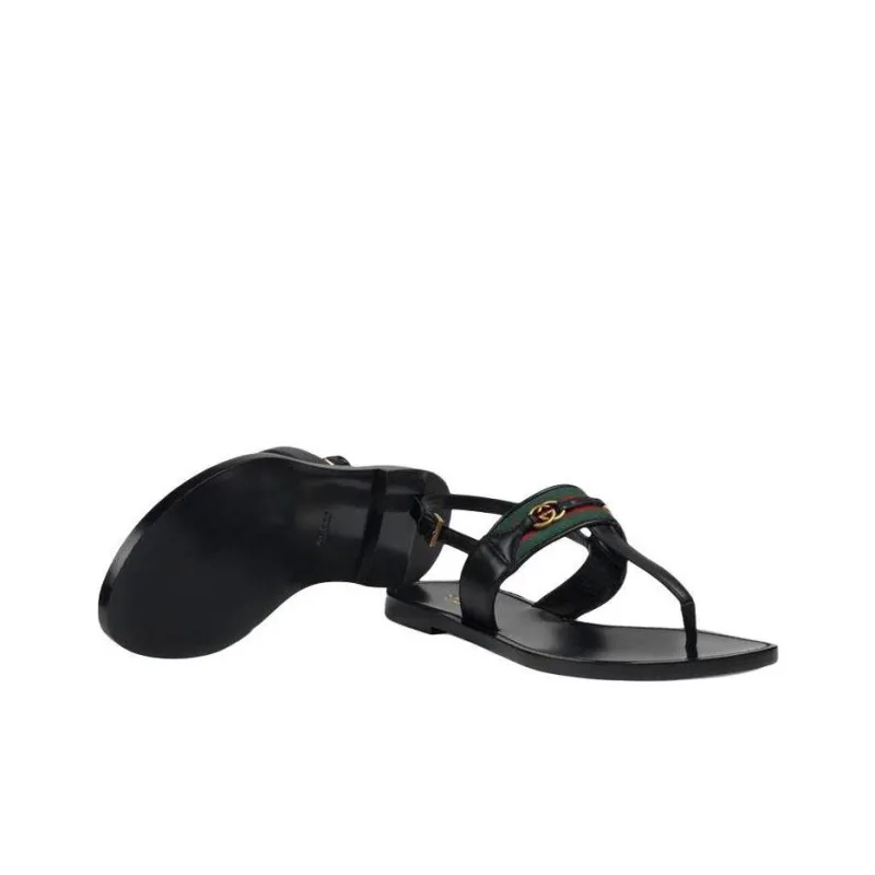 GUCCI Web Stripe T-bar Flat Sandals-4