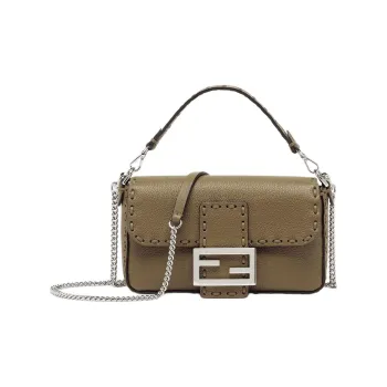 FENDI Baguette Calfskin Portable Crossbody Bag, Shoulder Bag Mini Women's Green