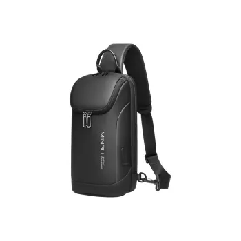 Ssweisiker Laminated Oxford Cloth Crossbody Bag Black