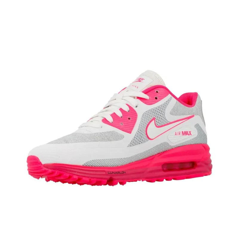 Nike Air Max Lunar90 Anti-Slip Wear-Resistant Low-Top Casual Shoes Unisex Gray Pink-2