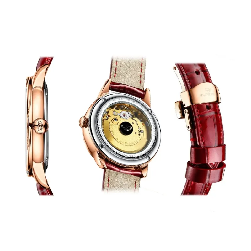 GRAND PRIX Automatic Mechanical Movement Women's Watch Watch Mother-of-Pearl Color Watch Dial-2