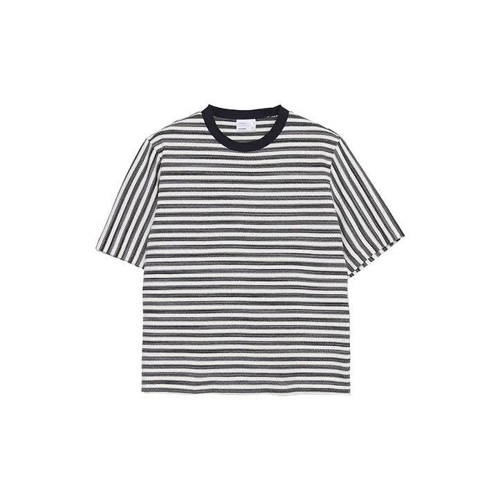 ROARINGWILD Trim Knitted Fabric Short Sleeved T Shirts Unisex-4
