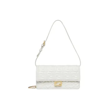 FENDI Baguette Lambskin Portable Crossbody Bag, Shoulder Bag Women's White