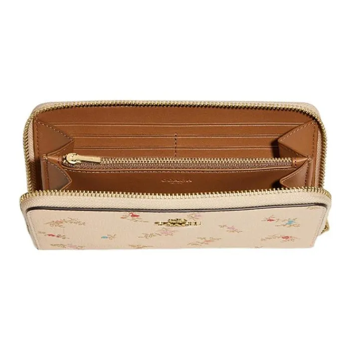 COACH Accordion Zip Pebbled Leather Wrist Bag Clutch Wallet Small Size Women's Wool White-1
