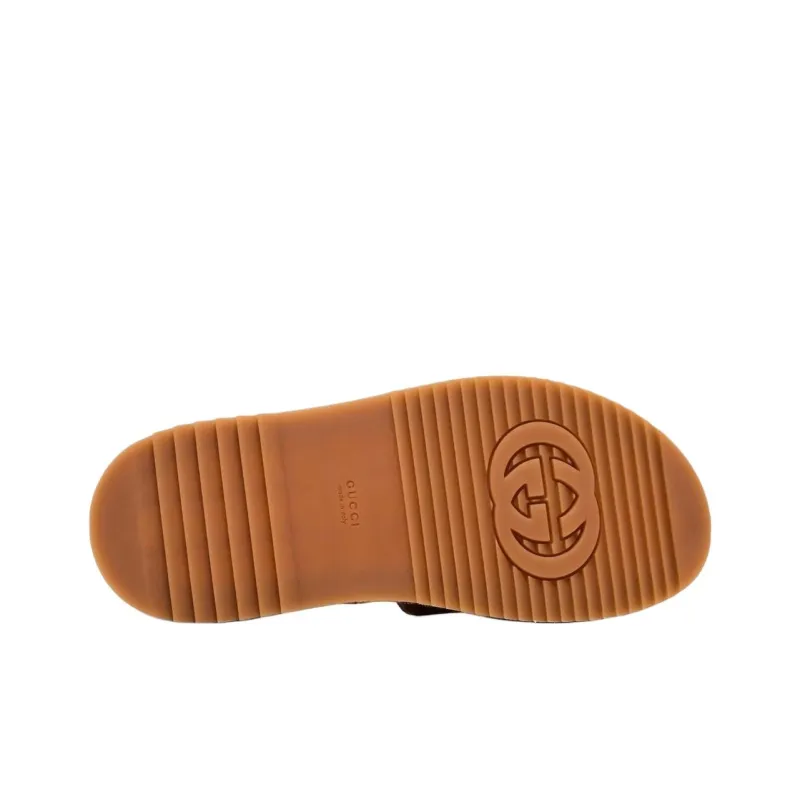 GUCCI GG Slide Sandal Monogram Beige Brick Red Women's-4