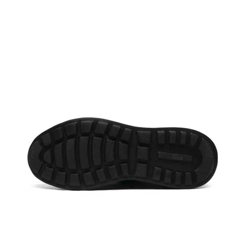 He Jinchang Low Top Casual Shoes Men's Jet Black Feather-4