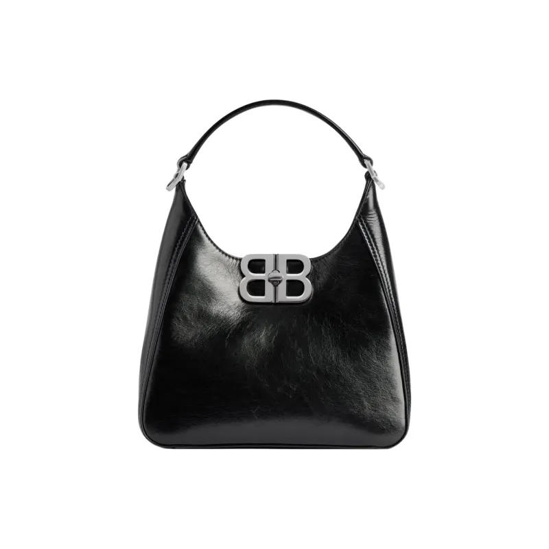 Balenciaga BB SOFT Calfskin Hobo Bag Shoulder Bag Crossbody Handbag Small Size Women's Black-0