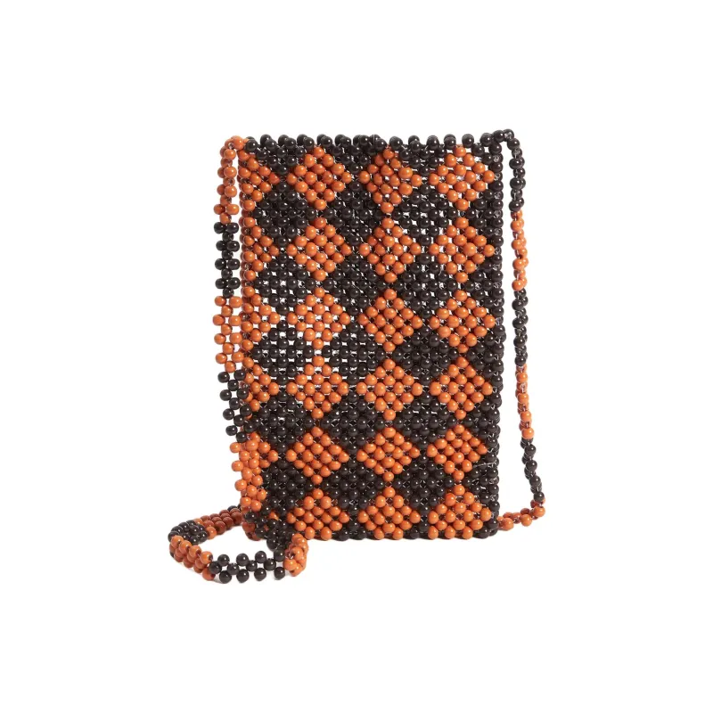 Gimaguas Glass Beads Shoulder Bag Crossbody Bag Mini Women's Orange Black-0
