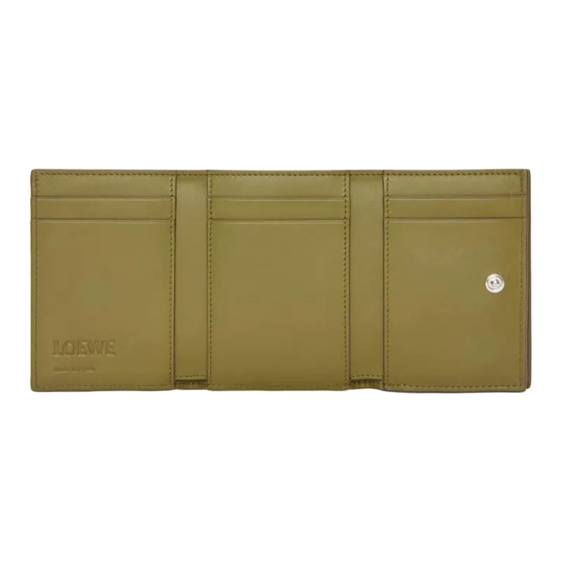 LOEWE Grain Calfskin Card Holder, Wallet Regular Men's Olive Green-4