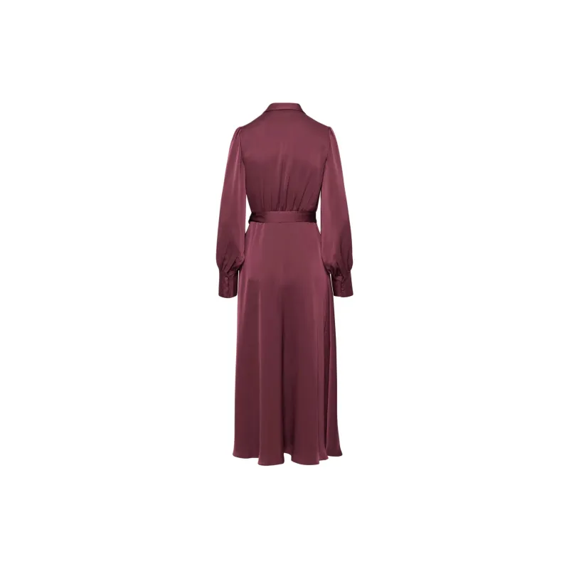 ARITZIA Babaton Hyde Satin Midi Dress Long-Sleeved Dresses Women's Spiced Burgundy-1