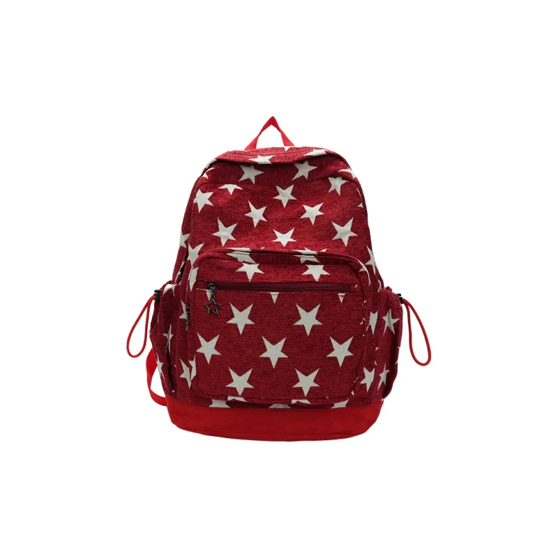 Debecca Polyester Backpack Large Size Unisex Blue/Red Stripes Gray-4
