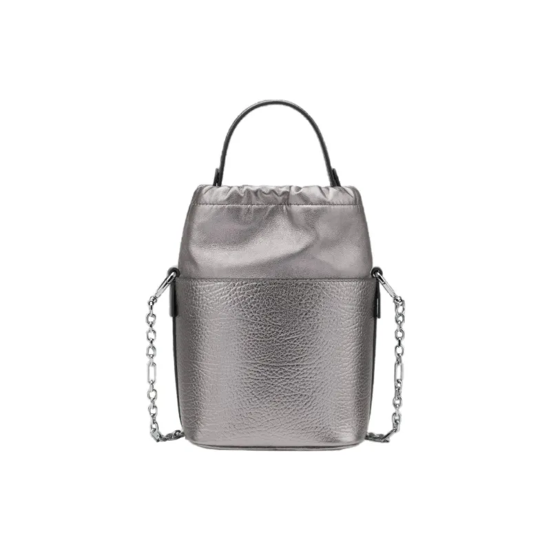 Maison Margiela Small 5AC Metallic Drawstring Bucket Bag-2