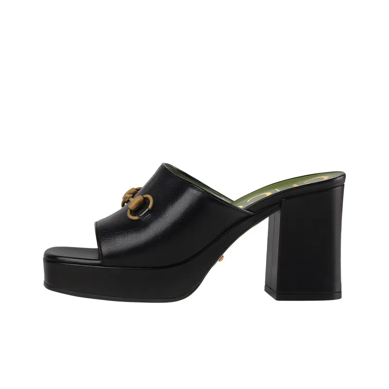GUCCI Slide Slippers 8.5cm Women's Black-0