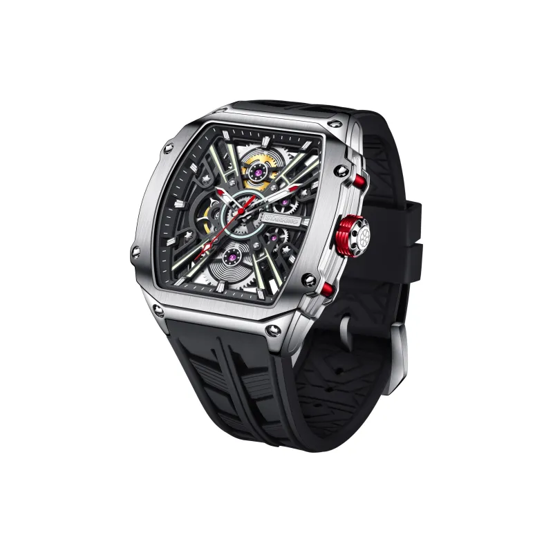 STARKING Steel Core Collection Mechanical Movement Silicone Strap Watch Men's Watches Black Dial-1