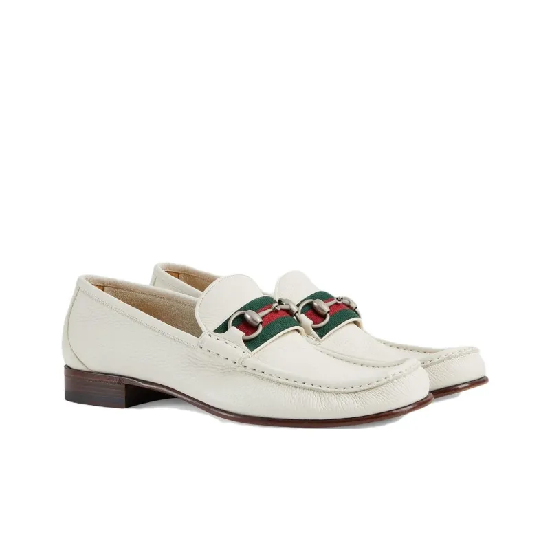 GUCCI Web Stripe Horsebit Loafer 'White'-1