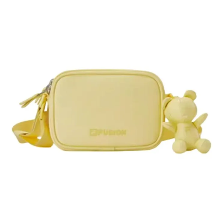 FILA FUSION PU Cute Bear Shoulder Bag, Crossbody Bag Unisex Light Soft Yellow-3