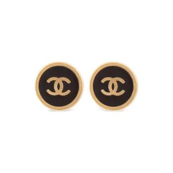CHANEL 2001 Cc Button Clip on Earrings