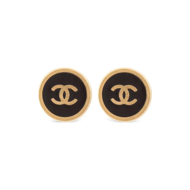CHANEL 2001 Cc Button Clip on Earrings-0