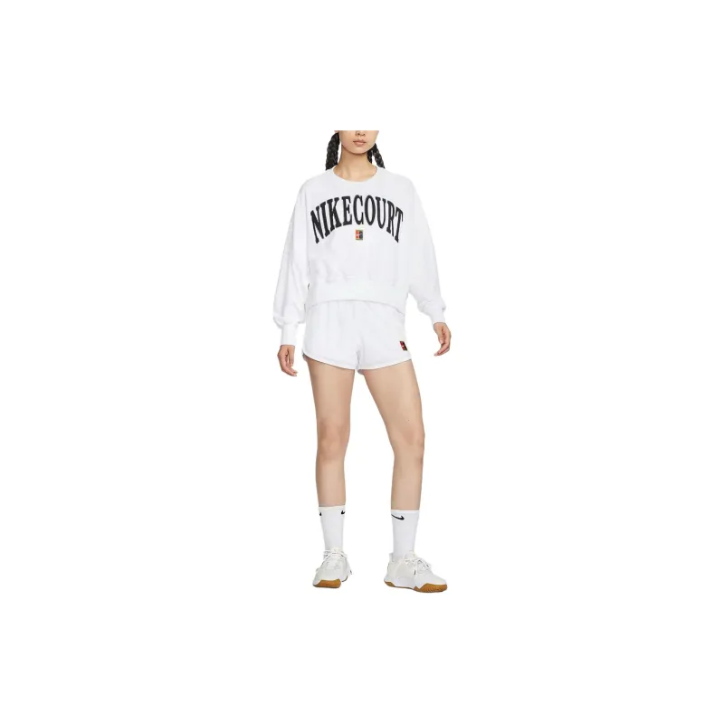 Nike COURT HERITAGE Sweatshirt Women's White/White/Asphalt Gray/Black-1