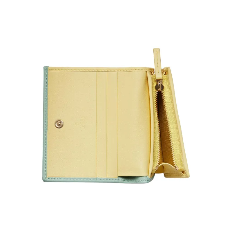 GUCCI GG Marmont Leather Card Holder Women's Light Green & Light Yellow-5