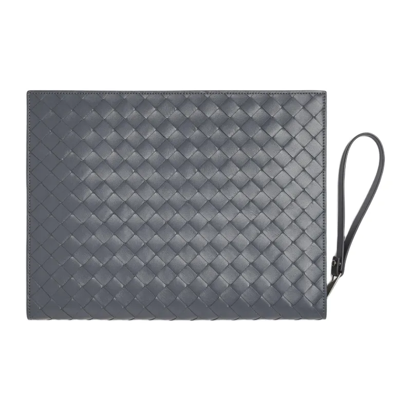 Bottega Veneta Intrecciato Calfskin Briefcase Storage Bag Medium Size Men's Thunder Gray-1