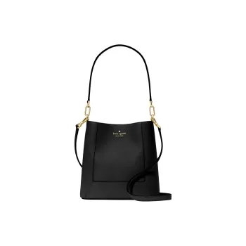 Kate Spade Litchi Grain Leather Bucket Bag, Crossbody Handbag, Shoulder Bag Regular Women's Black