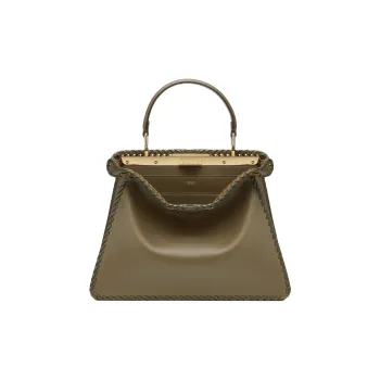 FENDI Peekaboo ISeeU Calfskin One Shoulder Handbag Medium Size Women's Green