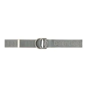 Balenciaga Logo Emblem Double Ring Buckle Polyester Belt Men's Gray Width: 4CM