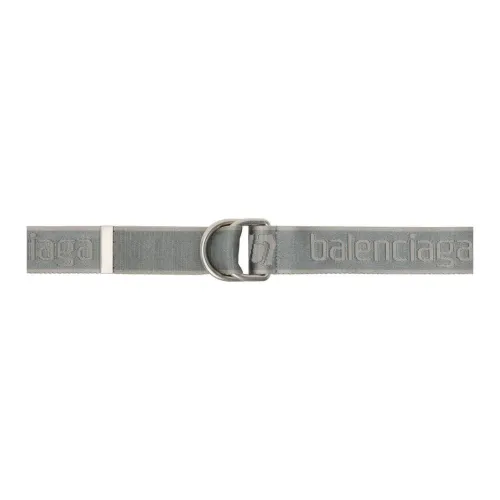 Balenciaga Logo Emblem Double Ring Buckle Polyester Belt Men's Gray Width: 4CM