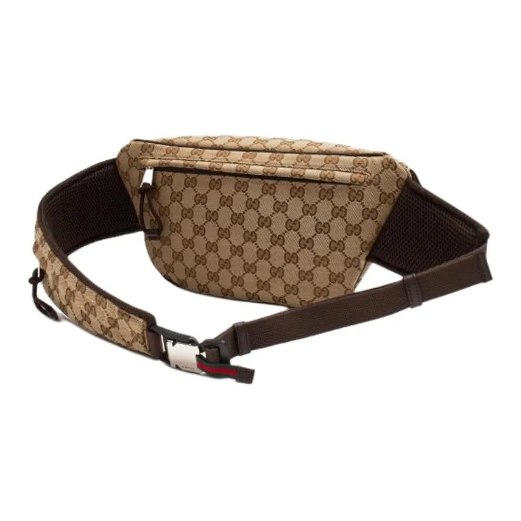 GUCCI Canvas Fanny Pack Small Size Men's Beige & Ebony-1