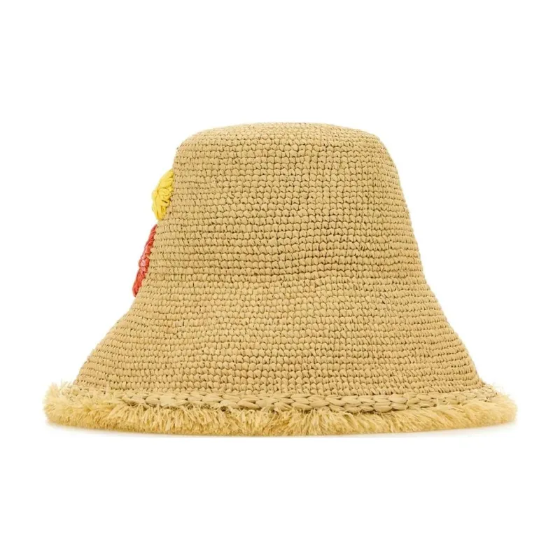 PRADA Logo Embroidered Frayed Hem Bucket Hat-1
