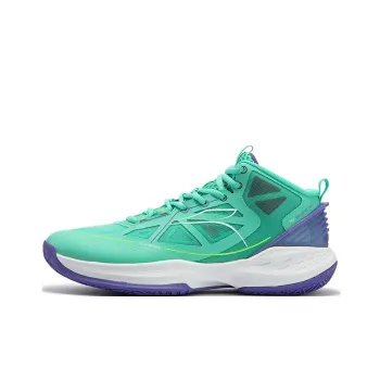 361° Wear Resistant Mid Top Basketball Shoes Men's Green Purple
