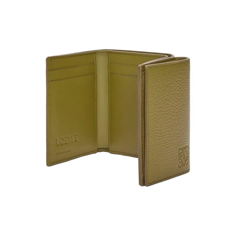 LOEWE Grain Calfskin Card Holder, Wallet Regular Men's Olive Green-2
