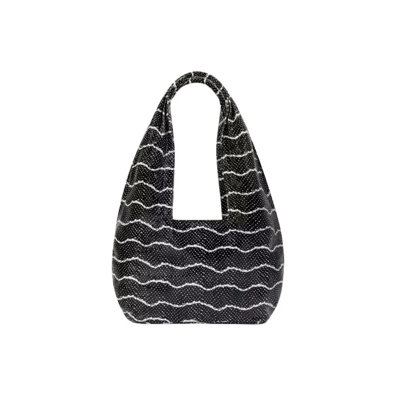 Chylak Python Pattern Embossed Leather One Shoulder Handbags Small Size Women's Beige And Black Python Black & White-2
